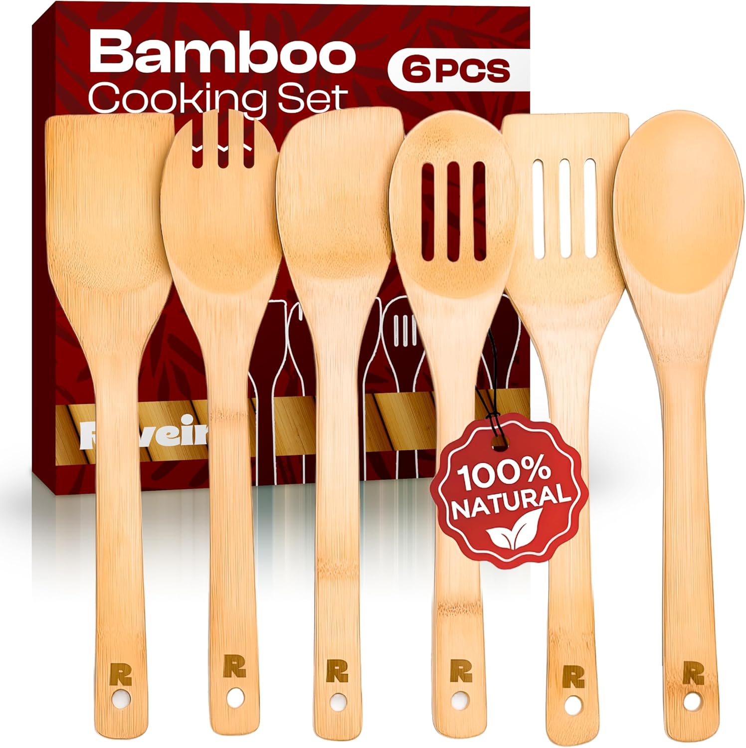 Bamboo Cooking Spoons 6-Piece Set, Wooden Kitchen Utensils With Spoons & Spatulas, Durable Cooking Tools For Home & Kitchen - View 5