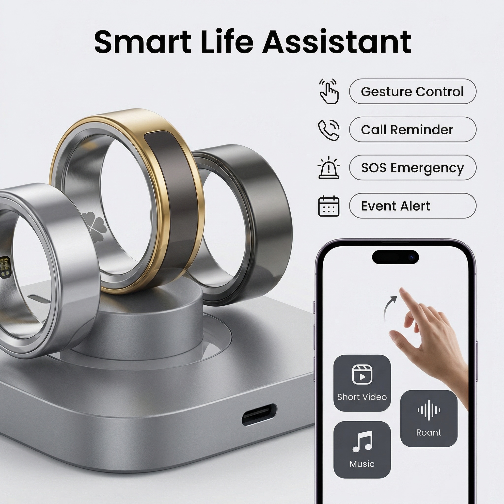 Smart Ring Health Tracker Fitness Ring Heart Rate Blood Oxygen Sleep Monitor Smart Ring For Men Women