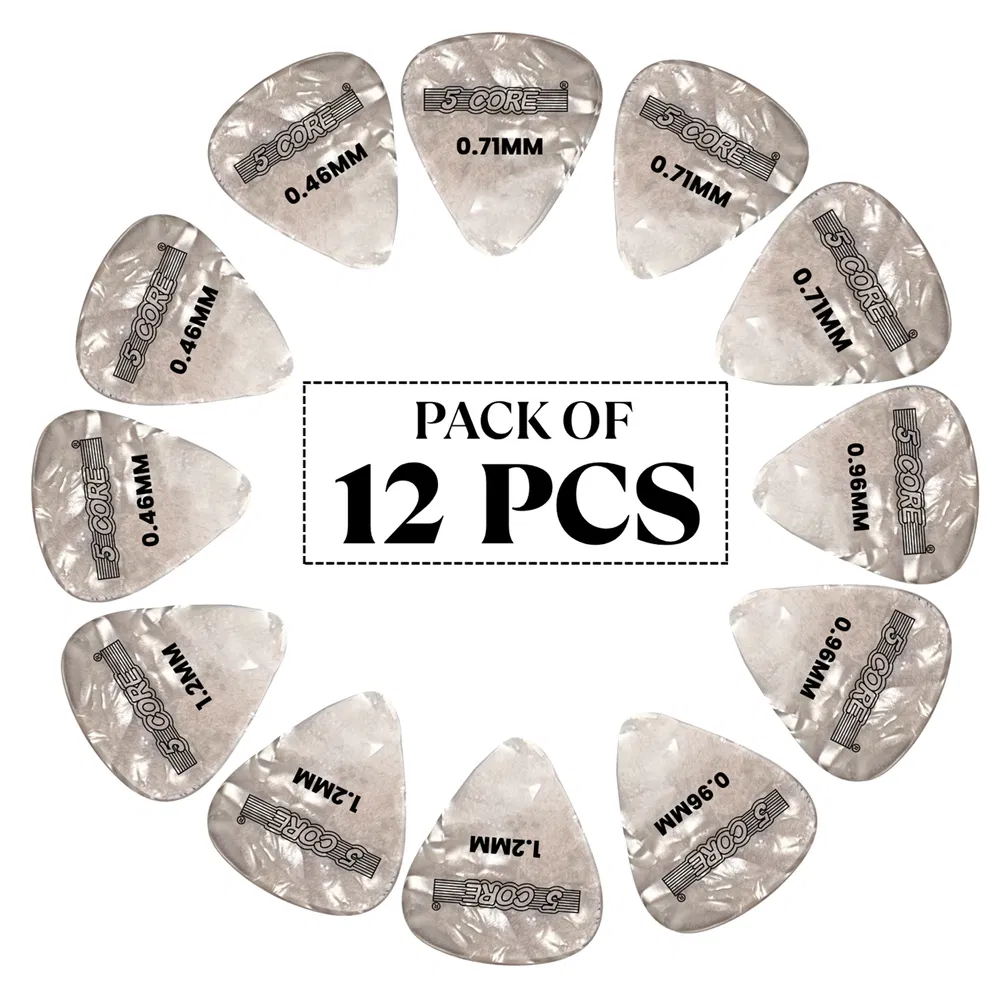 5 Core Guitar Picks 12 Piece Celluloid Light Medium Heavy Extra Heavy For Acoustic Electric Guitars - View 8