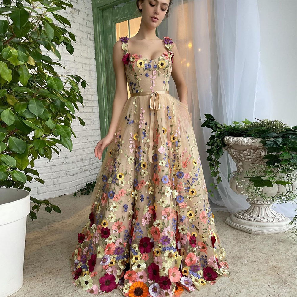 Sevintage Exquisite 3D Flowers Prom Dresses Sweetheart - View 3