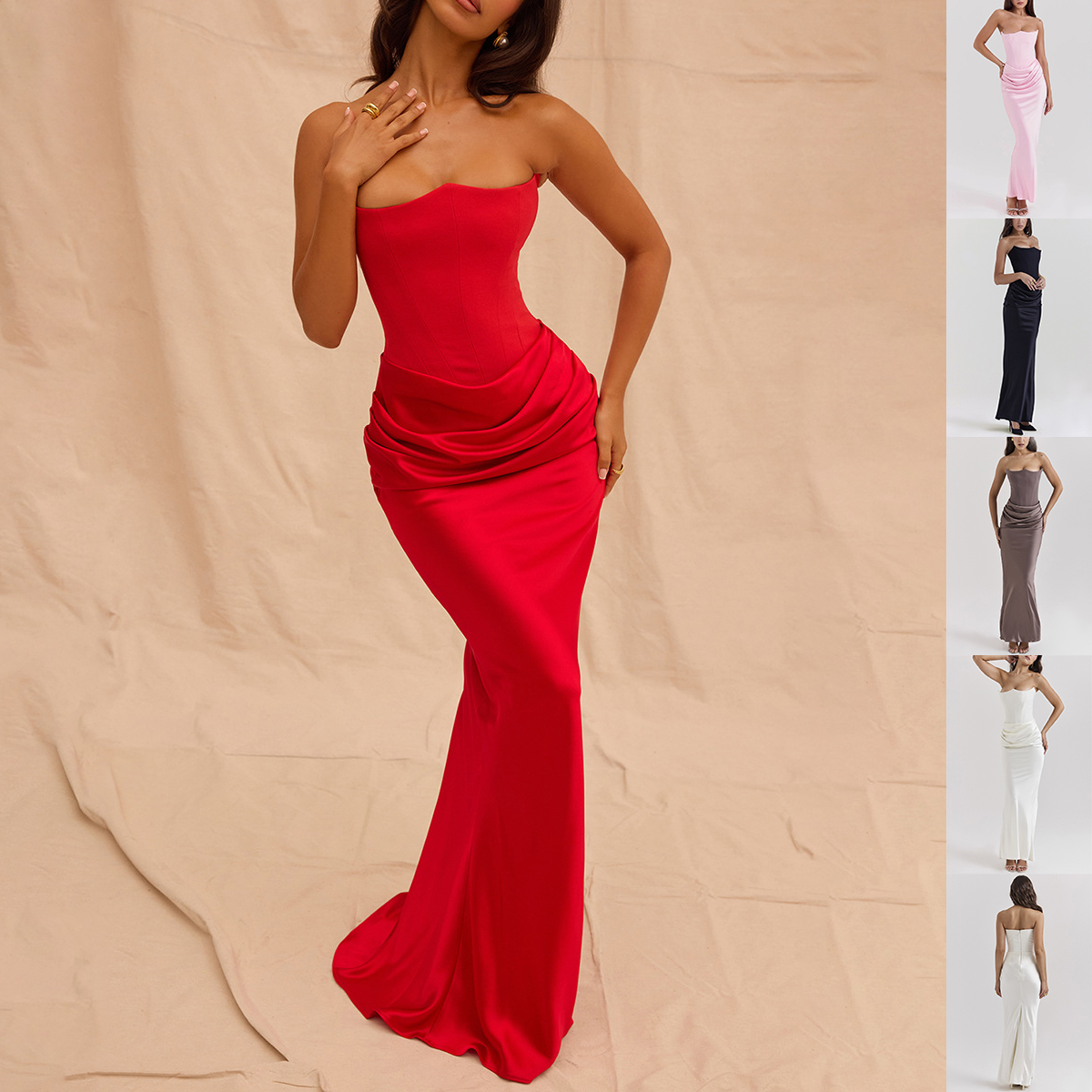 Slim Tube Top Long Dress Sexy Fashion Bandeau Backless Party Evening Dresses For Women Clothing - View 3
