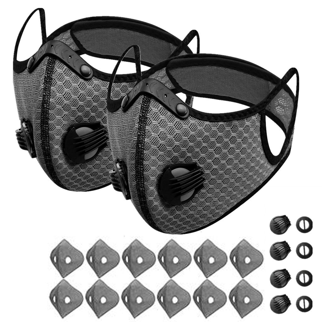 Sport Cycling Face Mask With Active Carbon Filter Breathing Valves Washable - View 2