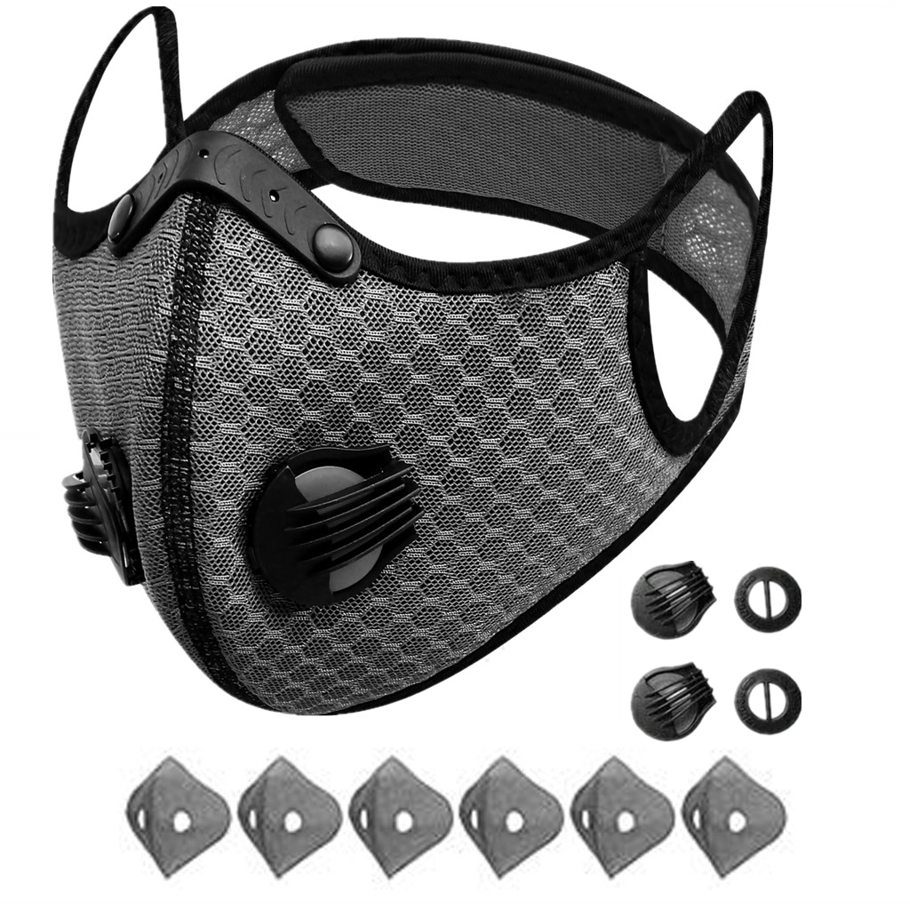 Sport Cycling Face Mask With Active Carbon Filter Breathing Valves Washable - View 4