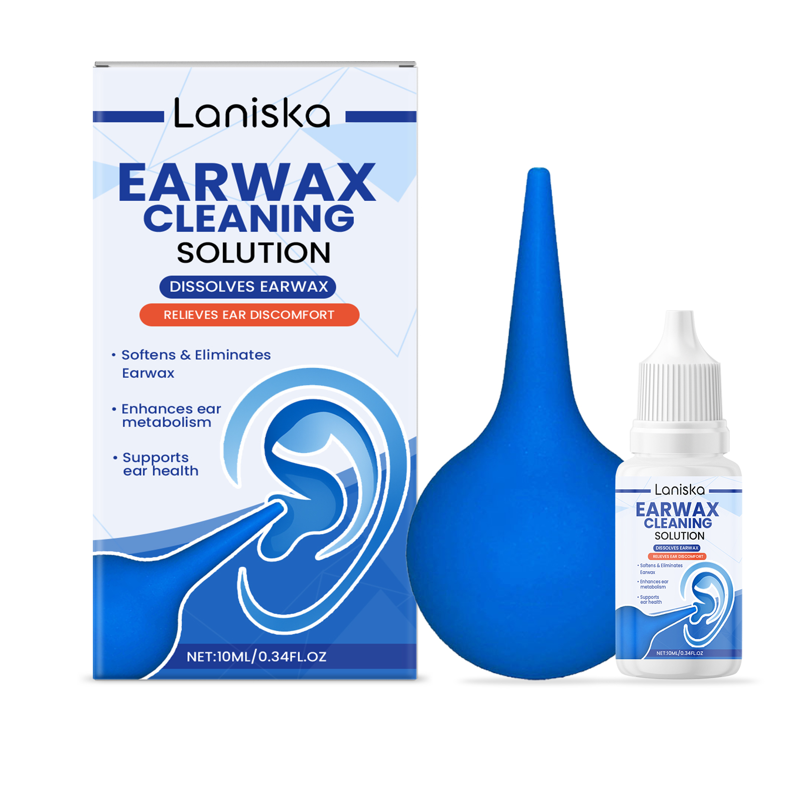 Earwax Cleaning Solution Kit, Ear Wax Remover Drops With Rubber Ear Syringe, Gentle Ear Cleanser For Dissolving & Removing Earwax, Relieve Ear Discomfort - View 2