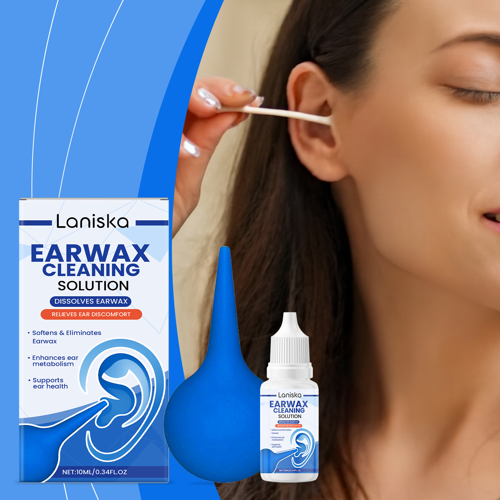 Earwax Cleaning Solution Kit, Ear Wax Remover Drops With Rubber Ear Syringe, Gentle Ear Cleanser For Dissolving & Removing Earwax, Relieve Ear Discomfort - View 3