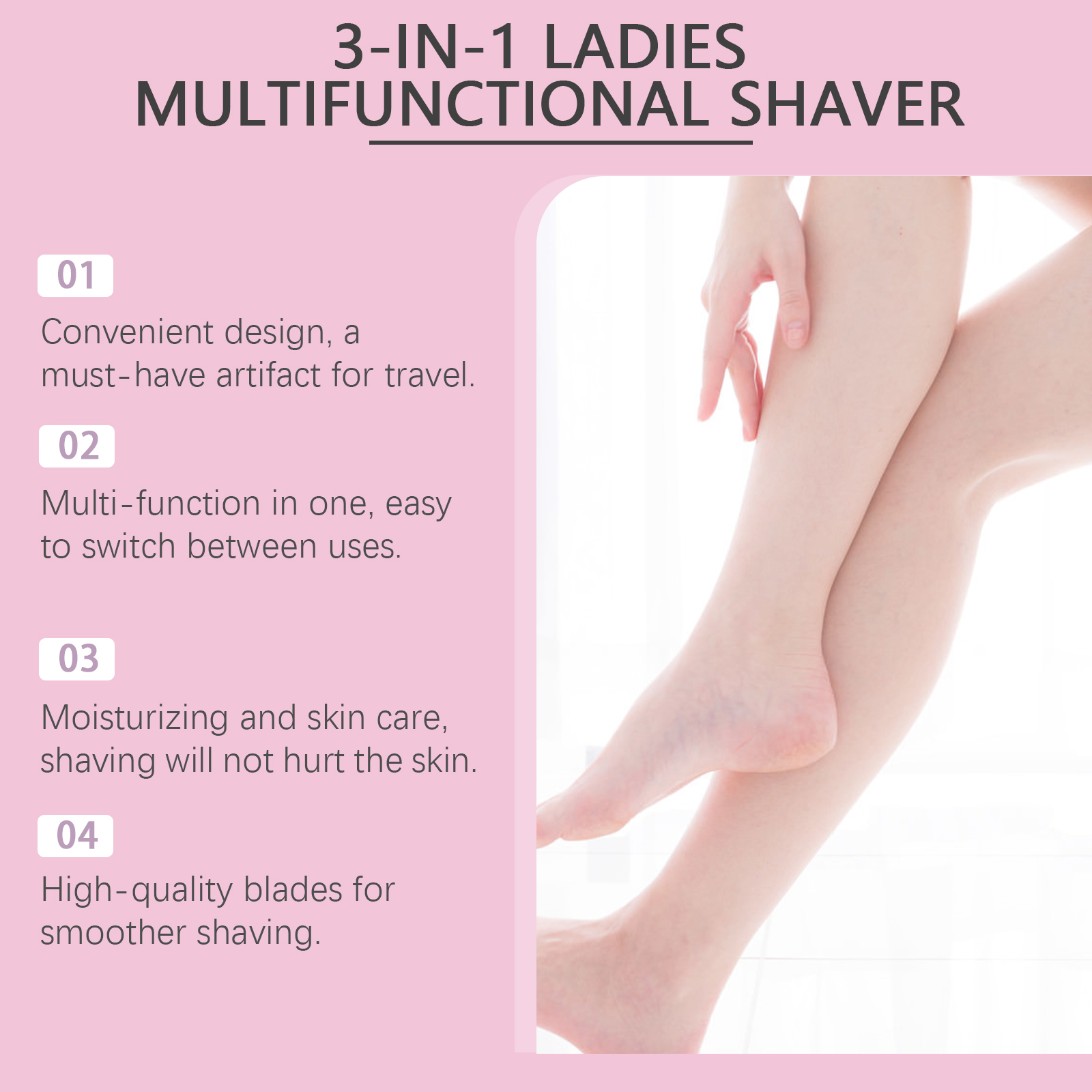 3in1 Women Shaving Razor, Portable Ladies Multifunctional Shaver With Moisturizing Soap & Spray Bottle, Travel Friendly Body Hair Remover For Legs Arms - View 5