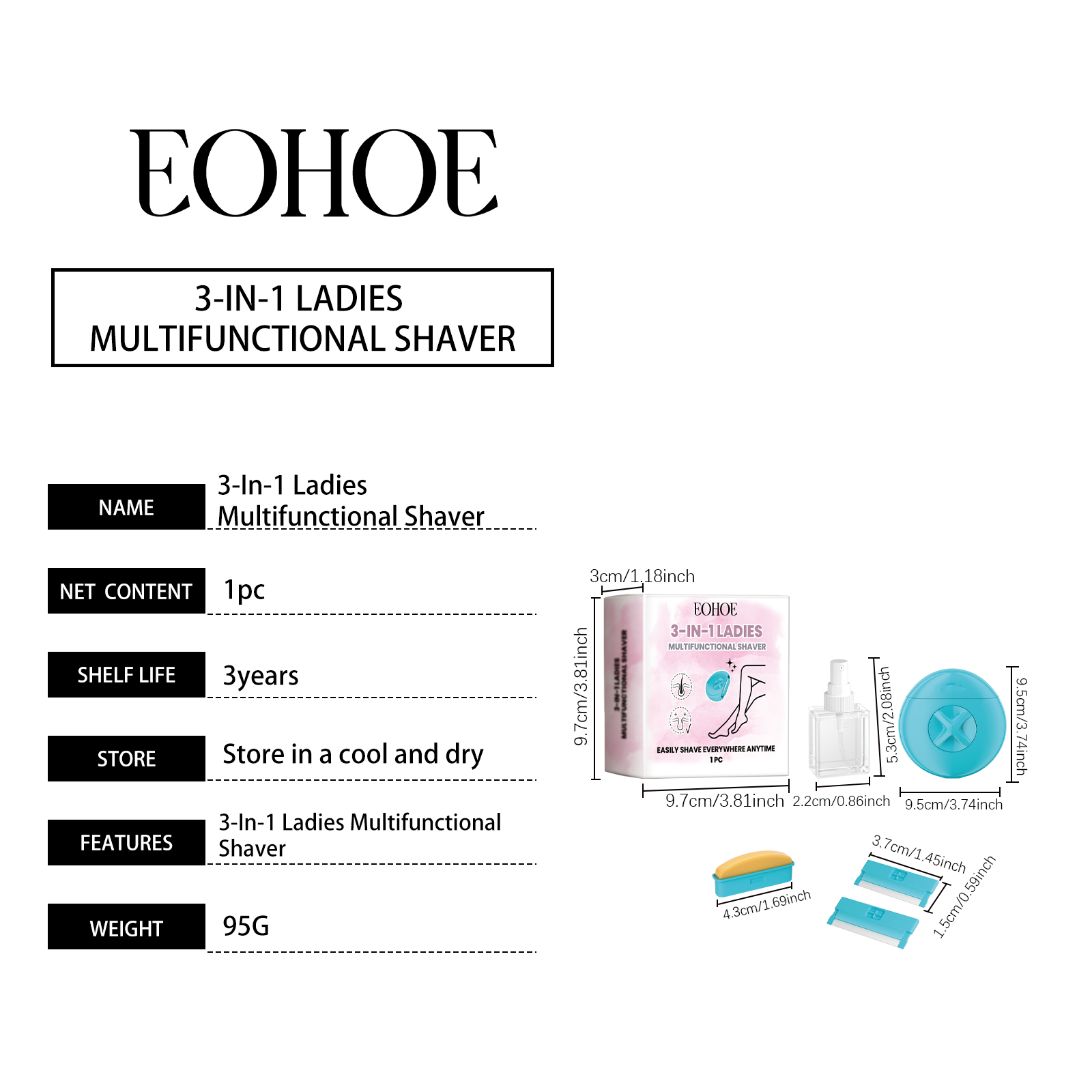 3in1 Women Shaving Razor, Portable Ladies Multifunctional Shaver With Moisturizing Soap & Spray Bottle, Travel Friendly Body Hair Remover For Legs Arms - View 6
