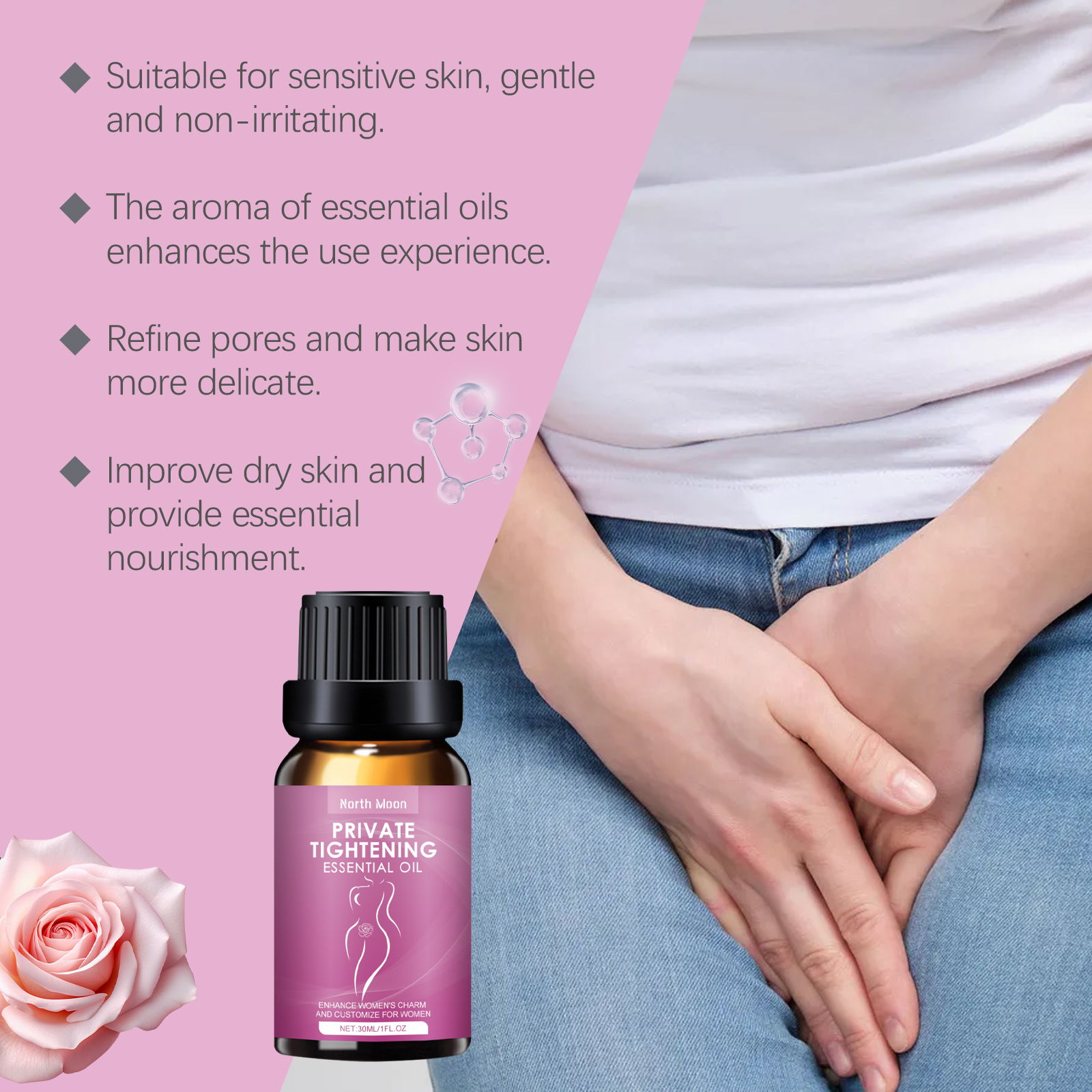 Private Tightening Essential Oil For Women, Intimate Moisturizing Massage Oil With Ginkgo Leaf Extract & Vitamin E, Restore Smooth & Elastic Feminine Skin, 30ml - View 4
