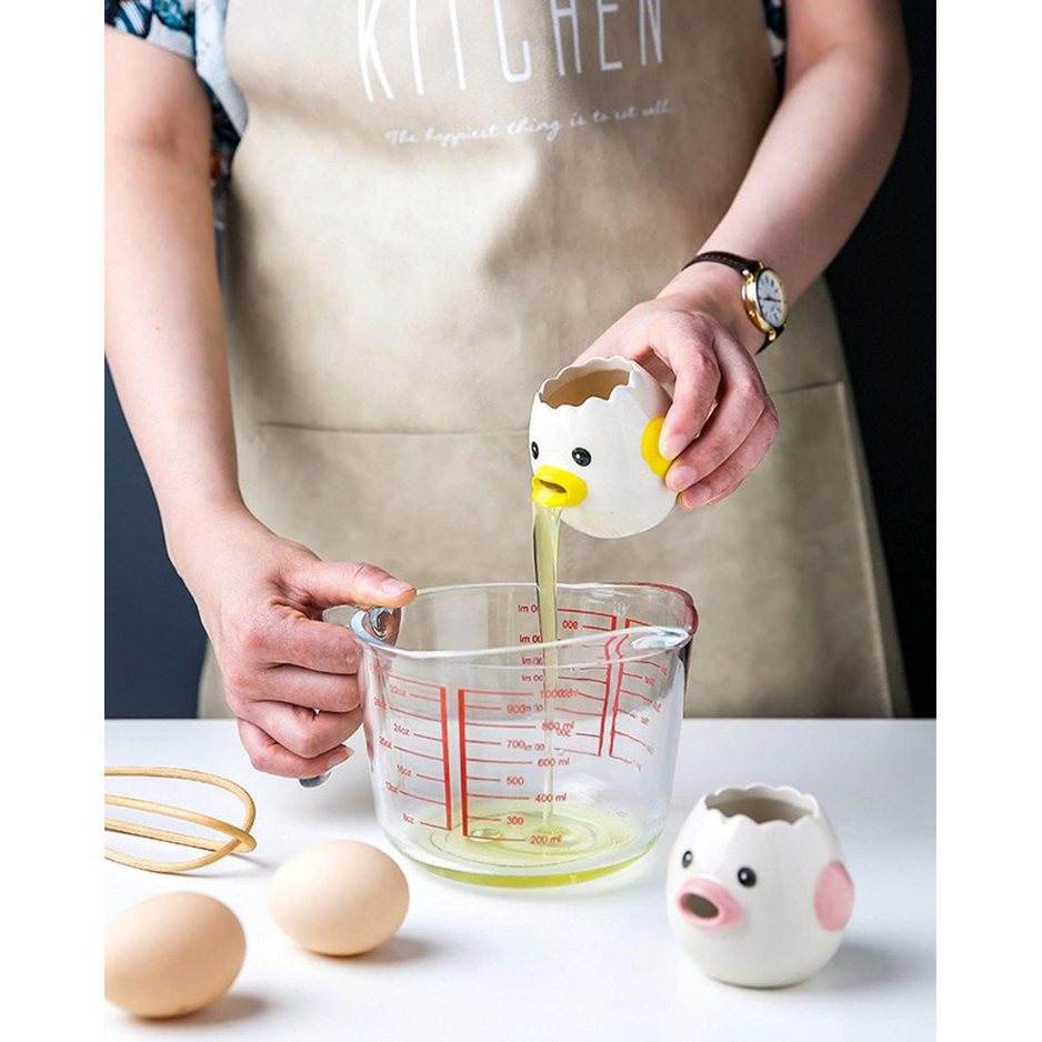 LuoCoCo Novelty Ceramic Chicken Egg Yolk Separator Cute Vomiting Egg White Filter & Baking Tool Yellow - View 4