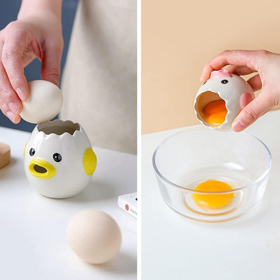LuoCoCo Novelty Ceramic Chicken Egg Yolk Separator Cute Vomiting Egg White Filter & Baking Tool Yellow - View 6