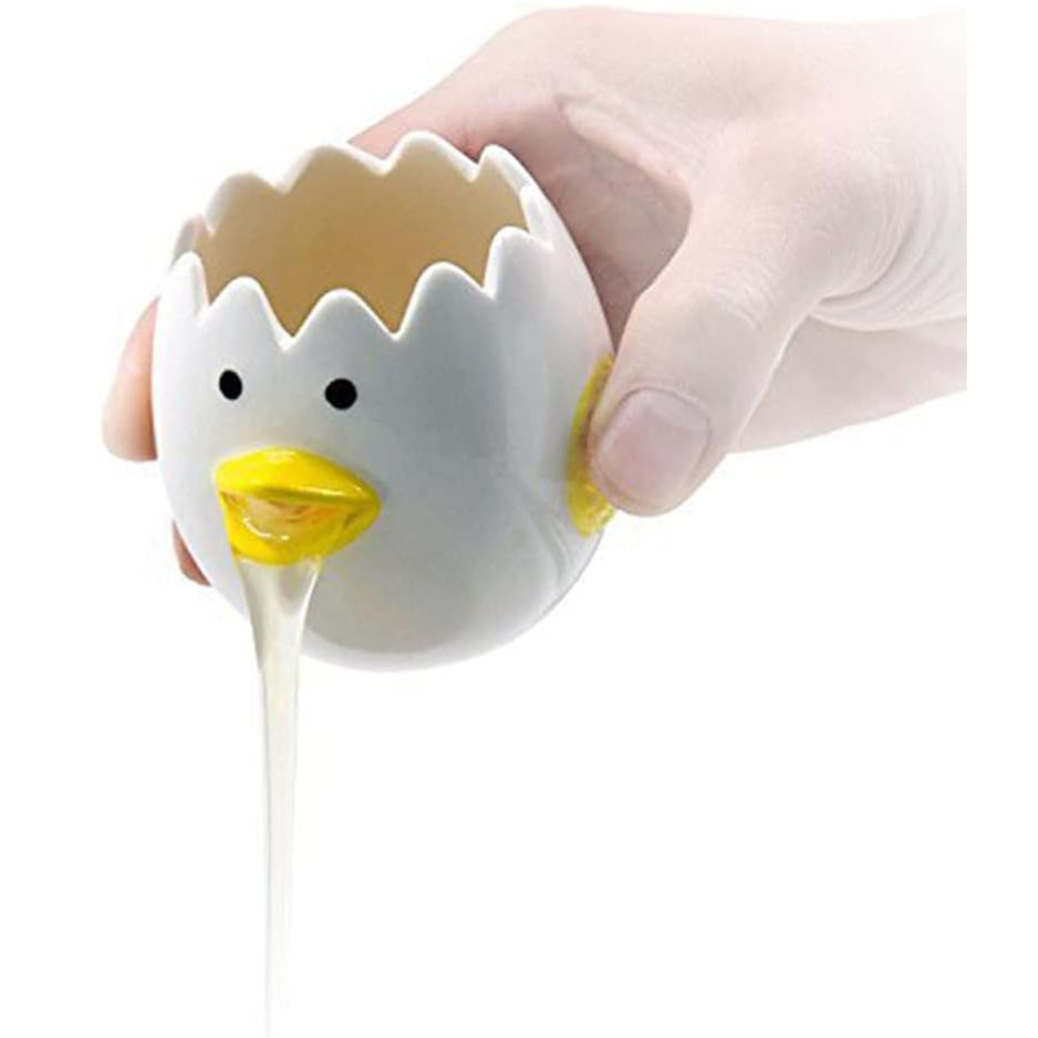 LuoCoCo Novelty Ceramic Chicken Egg Yolk Separator Cute Vomiting Egg White Filter & Baking Tool Yellow