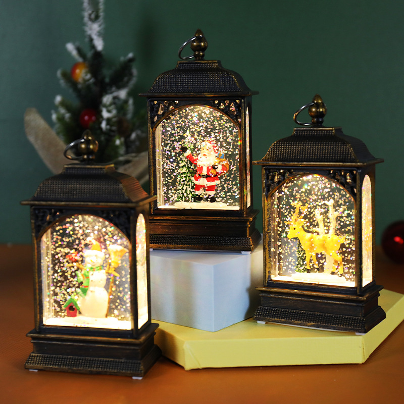Christmas Decoration Luminous Water Injection Flat Storm Lantern Desktop Decoration - View 3