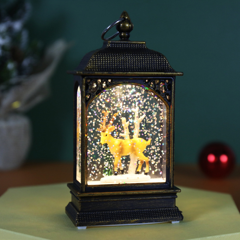 Christmas Decoration Luminous Water Injection Flat Storm Lantern Desktop Decoration - View 9