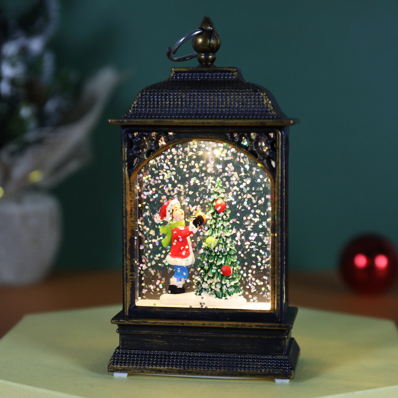 Christmas Decoration Luminous Water Injection Flat Storm Lantern Desktop Decoration - View 10