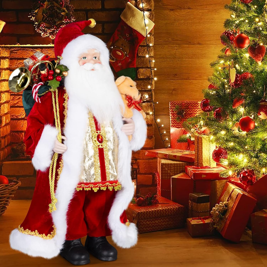 Santa Claus Decorations, Christmas Standing Figurine Ornaments With Gifts Bag And Small Bear For New Year Christmas Decoration - View 5